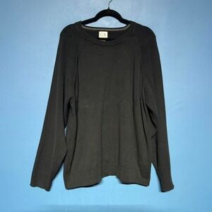 Geoffrey Beene‎ Crewneck Sweater Men's Size XXL Black Cotton Knit Retro Winter